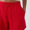 Pantalones cortos de gasa de algodón de talle medio de 4"