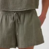 Pantalones cortos de gasa de algodón de talle medio de 4"