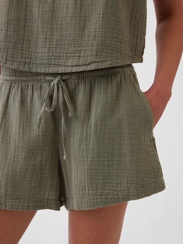 Pantalones cortos de gasa de algodón de talle medio de 4"