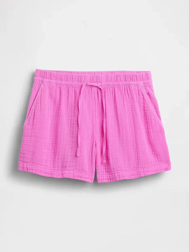 Pantalones cortos de gasa de algodón de talle medio de 4"