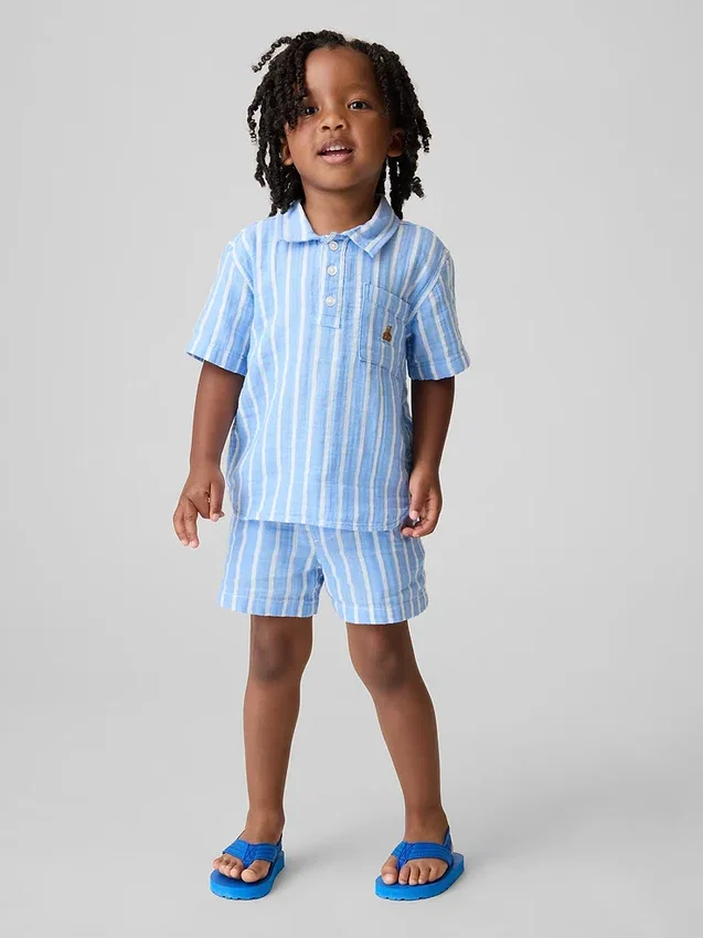 Pantalones cortos de gasa de algodón estampados para bebés y niños, de poner