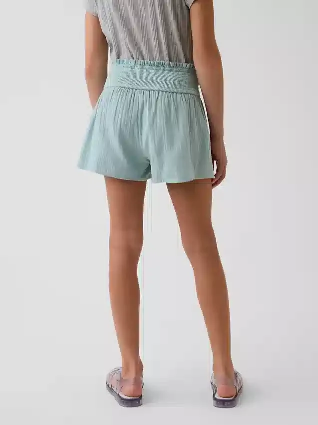 Pantalones cortos de gasa de algodón para niños con dobladillo de mariposa