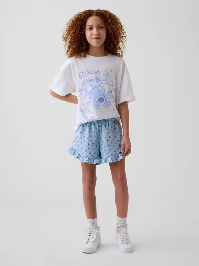 Pantalones cortos de gasa de algodón para niños con volantes