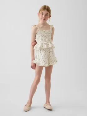 Pantalones cortos de gasa de algodón para niños con volantes