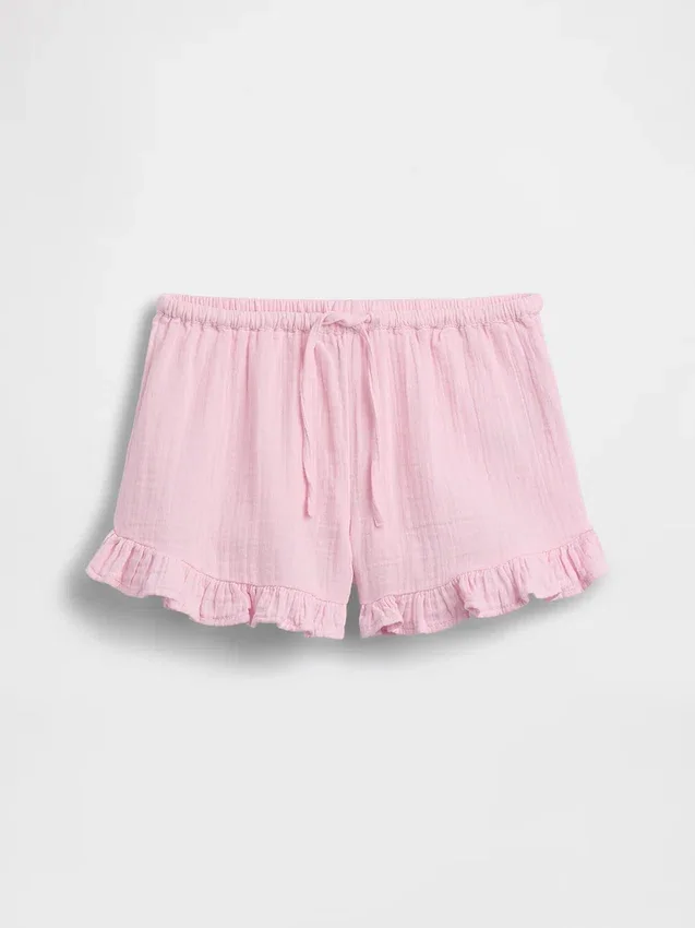 Pantalones cortos de gasa de algodón para niños con volantes