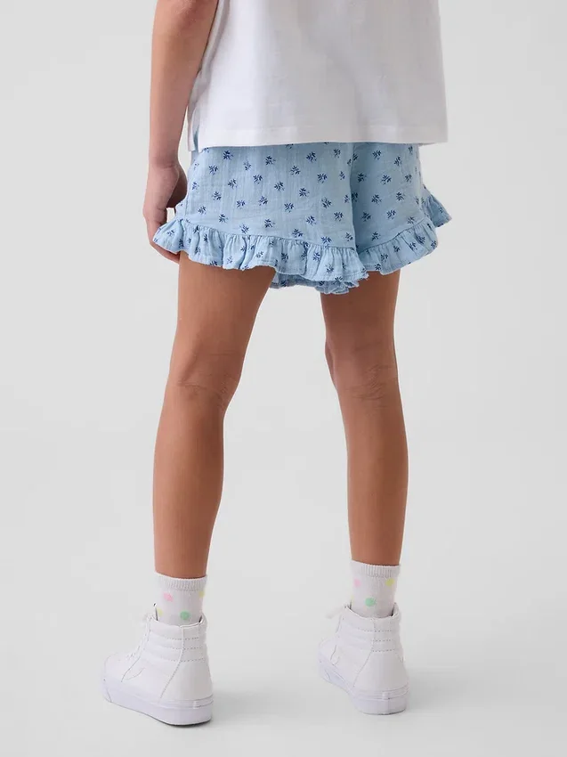 Pantalones cortos de gasa de algodón para niños con volantes
