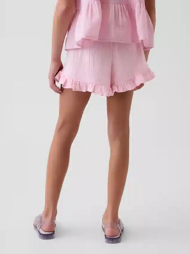 Pantalones cortos de gasa de algodón para niños con volantes