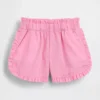 Pantalones cortos de lino y algodón con volantes y diseño de delfines para bebés y niños pequeños