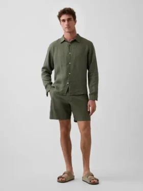 Pantalones cortos de lino y algodón de 7.5"