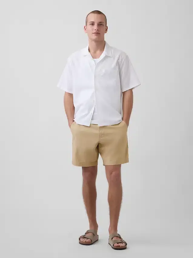 Pantalones cortos de lino y algodón de 7.5"