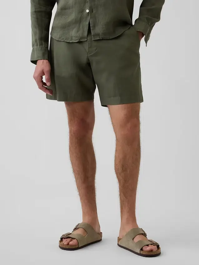 Pantalones cortos de lino y algodón de 7.5"