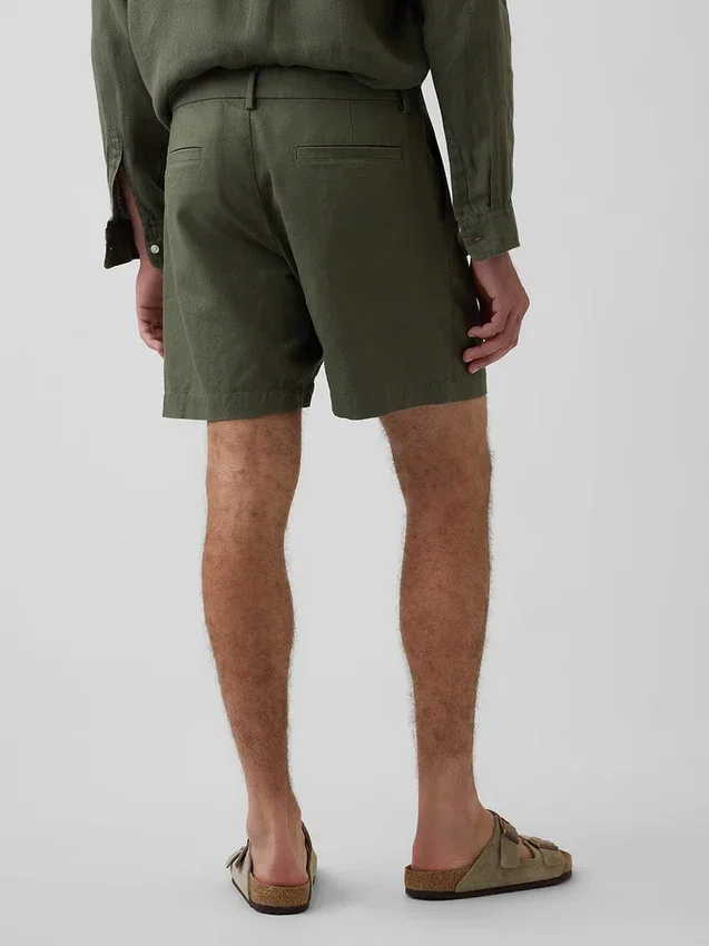 Pantalones cortos de lino y algodón de 7.5"