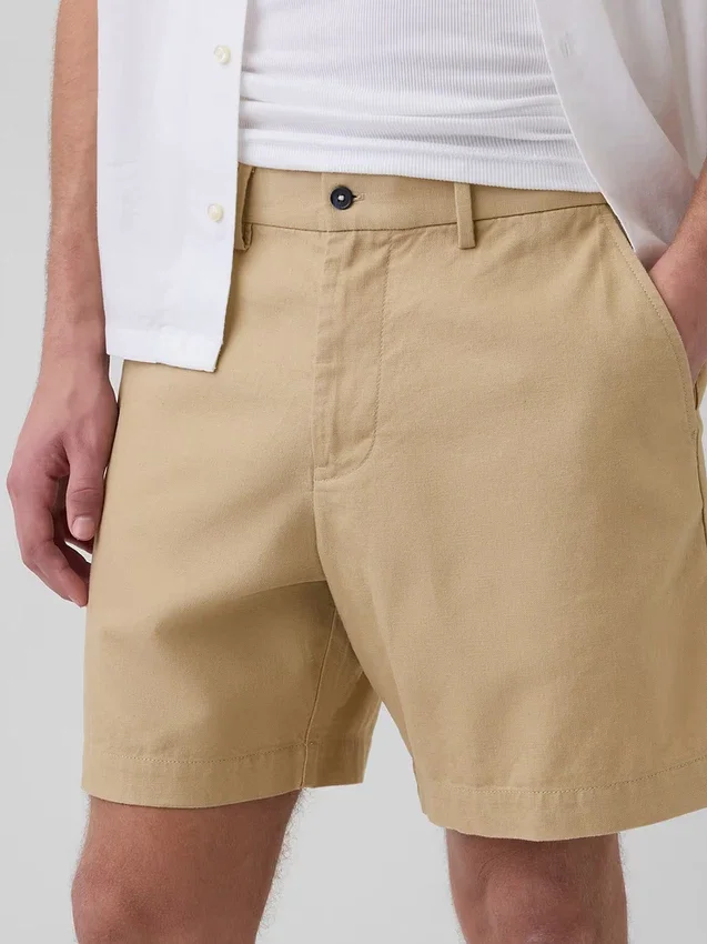 Pantalones cortos de lino y algodón de 7.5"
