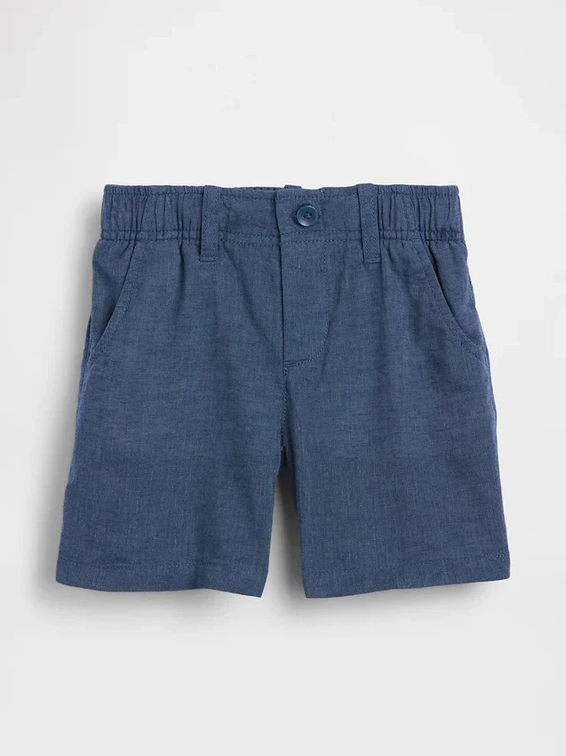 Pantalones cortos de lino y algodón para bebés y niños pequeños