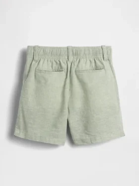 Pantalones cortos de lino y algodón para bebés y niños pequeños
