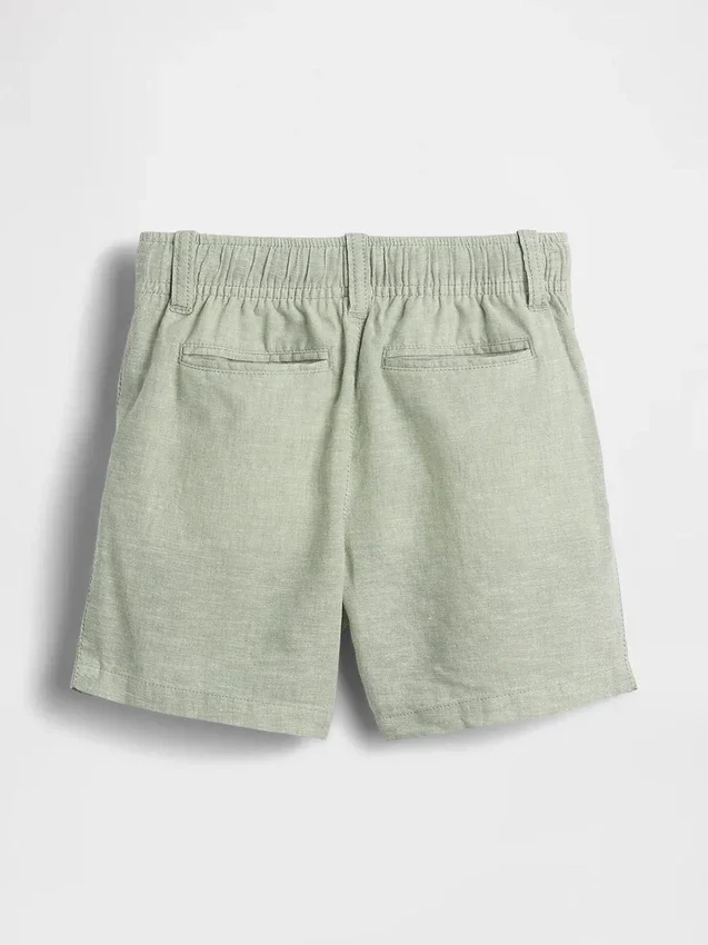 Pantalones cortos de lino y algodón para bebés y niños pequeños