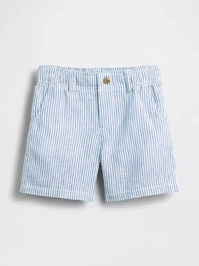 Pantalones cortos de lino y algodón para bebés y niños pequeños