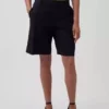Pantalones cortos de mezcla de lino de 9" de talle bajo