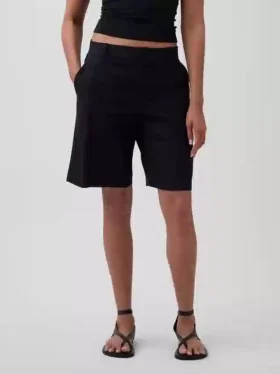 Pantalones cortos de mezcla de lino de 9″ de talle bajo
