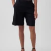 Pantalones cortos de mezcla de lino de 9" de talle bajo