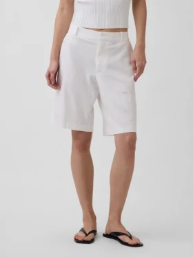 Pantalones cortos de mezcla de lino de 9″ de talle bajo