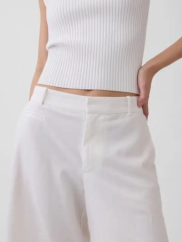 Pantalones cortos de mezcla de lino de 9" de talle bajo