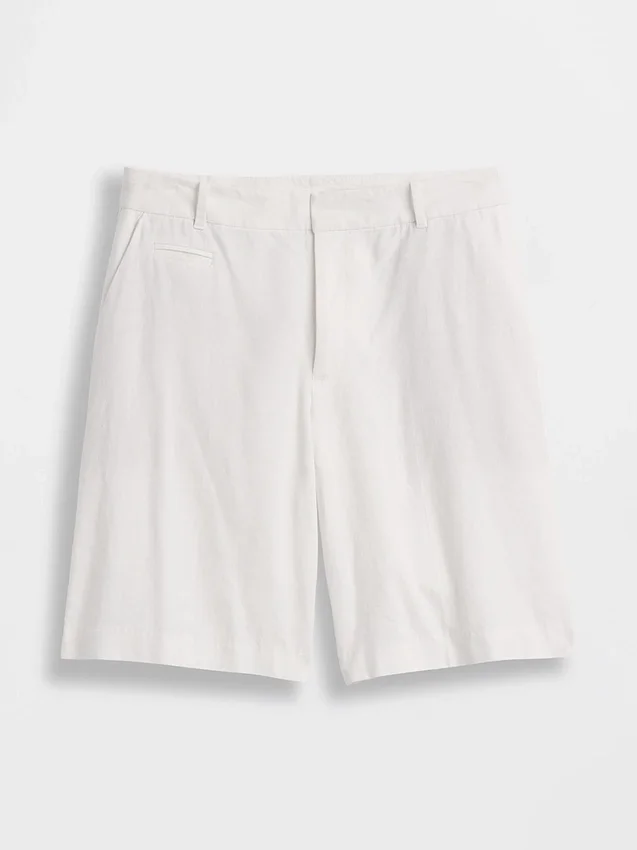 Pantalones cortos de mezcla de lino de 9" de talle bajo