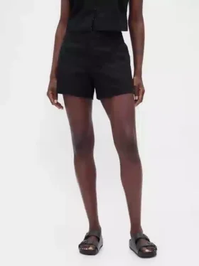 Pantalones cortos de mezcla de lino de tiro medio de 4″