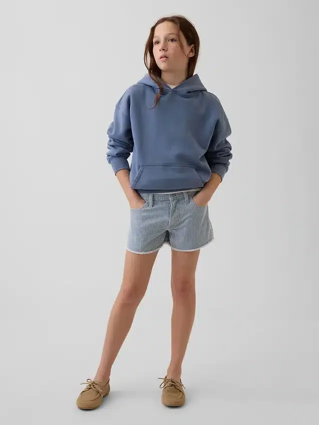 Pantalones cortos de mezclilla a rayas de talle bajo para niños
