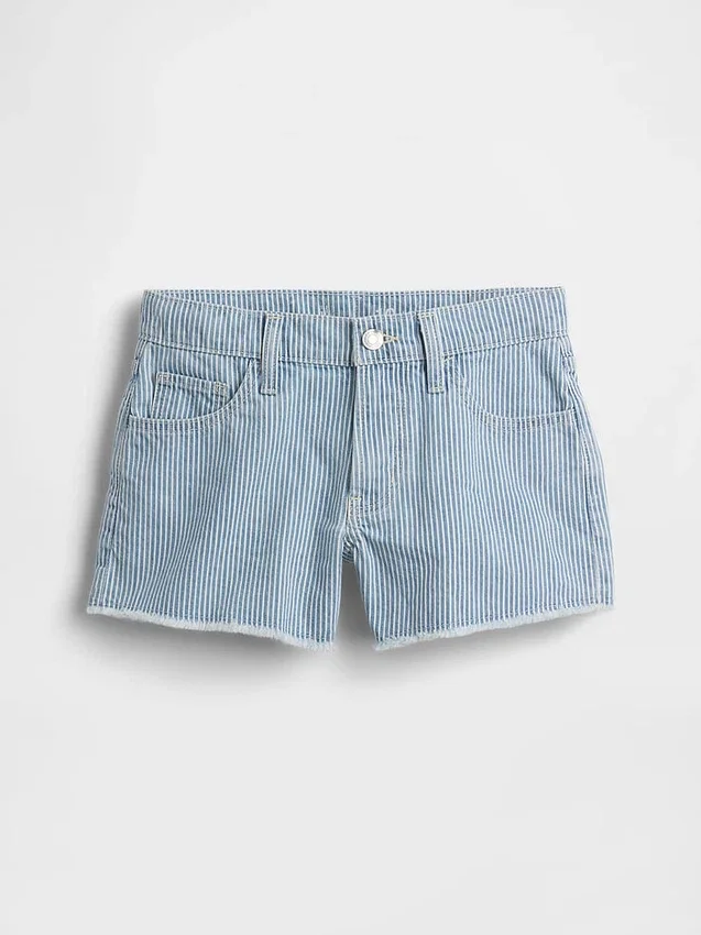 Pantalones cortos de mezclilla a rayas de talle bajo para niños