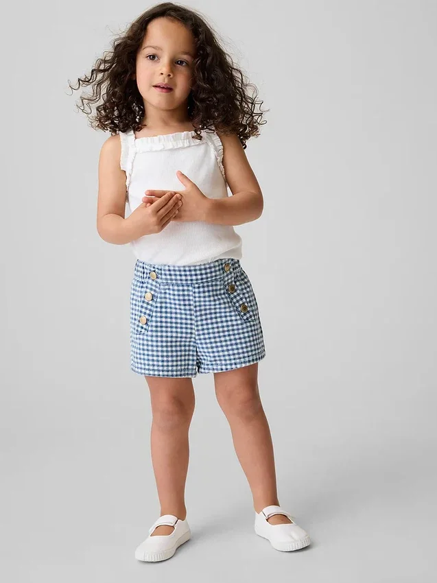 Pantalones cortos de mezclilla a rayas marineras para bebés y niños pequeños