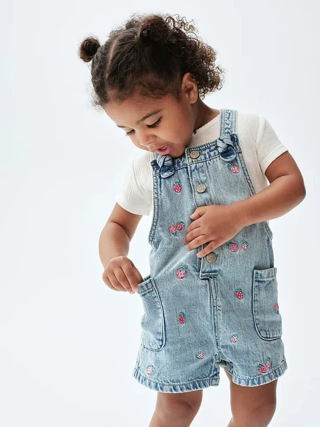 Pantalones cortos de mezclilla bordados para bebés y niños