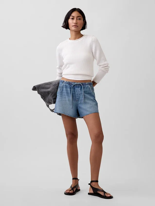 Pantalones cortos de mezclilla cómodos de talle bajo de 3.5”