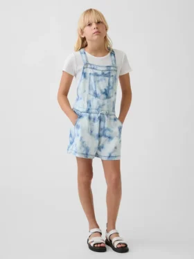 Pantalones cortos de mezclilla con efecto tie-dye para niños, de corte holgado