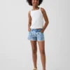 Pantalones cortos de mezclilla con estampado floral y talle bajo para niños