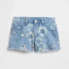 Pantalones cortos de mezclilla con estampado floral y talle bajo para niños