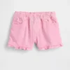 Pantalones cortos de mezclilla con volantes y abertura frontal para bebés y niños pequeños