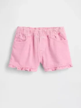 Pantalones cortos de mezclilla con volantes y abertura frontal para bebés y niños pequeños