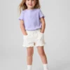Pantalones cortos de mezclilla con volantes y abertura frontal para bebés y niños pequeños