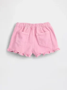 Pantalones cortos de mezclilla con volantes y abertura frontal para bebés y niños pequeños