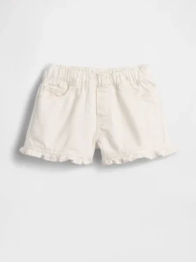Pantalones cortos de mezclilla con volantes y abertura frontal para bebés y niños pequeños