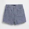 Pantalones cortos de mezclilla de corte recto holgado con estampado de cuadros vichy y talle alto de 3.5"