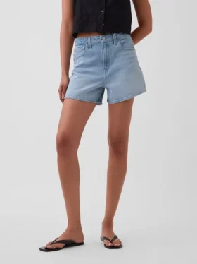 Pantalones cortos de mezclilla de corte recto holgado y talle alto de 3.5″