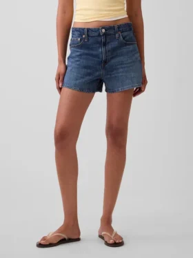 Pantalones cortos de mezclilla de corte recto holgado y talle alto de 3.5″