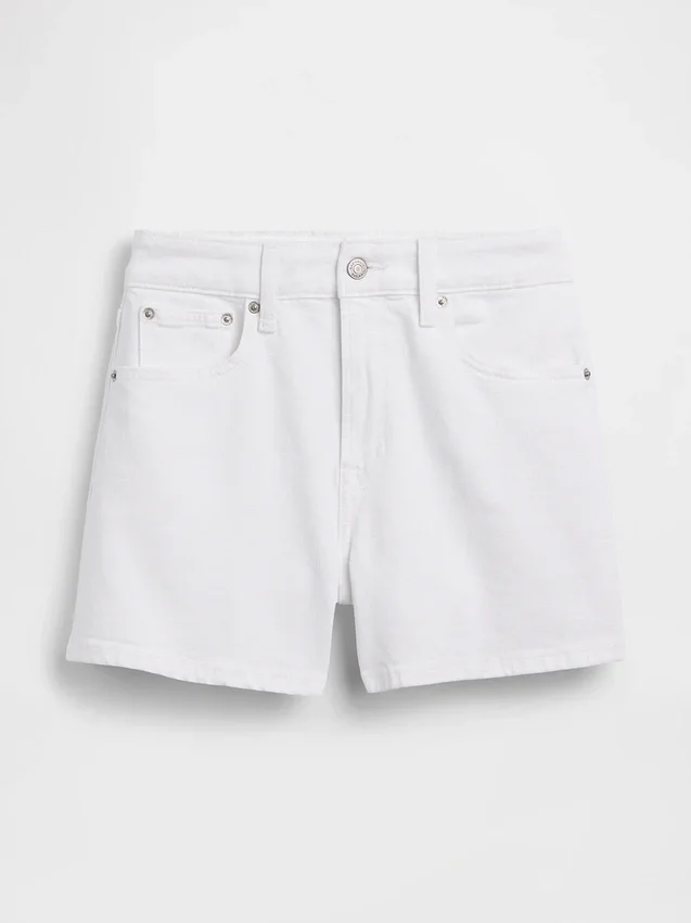 Pantalones cortos de mezclilla de corte recto holgado y talle alto de 3.5"