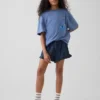 Pantalones cortos de mezclilla de gasa de algodón para niños con volantes