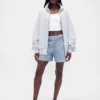 Pantalones cortos de mezclilla de punto estampados de talle medio