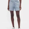 Pantalones cortos de mezclilla de punto estampados de talle medio