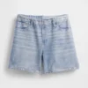 Pantalones cortos de mezclilla de punto estampados de talle medio