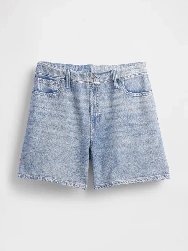 Pantalones cortos de mezclilla de punto estampados de talle medio
